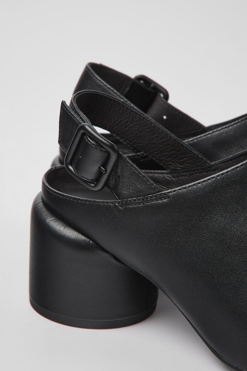 Zapatos Cuña Camper Niki Cuero Heels Mujer Negras | AVYCK-5612