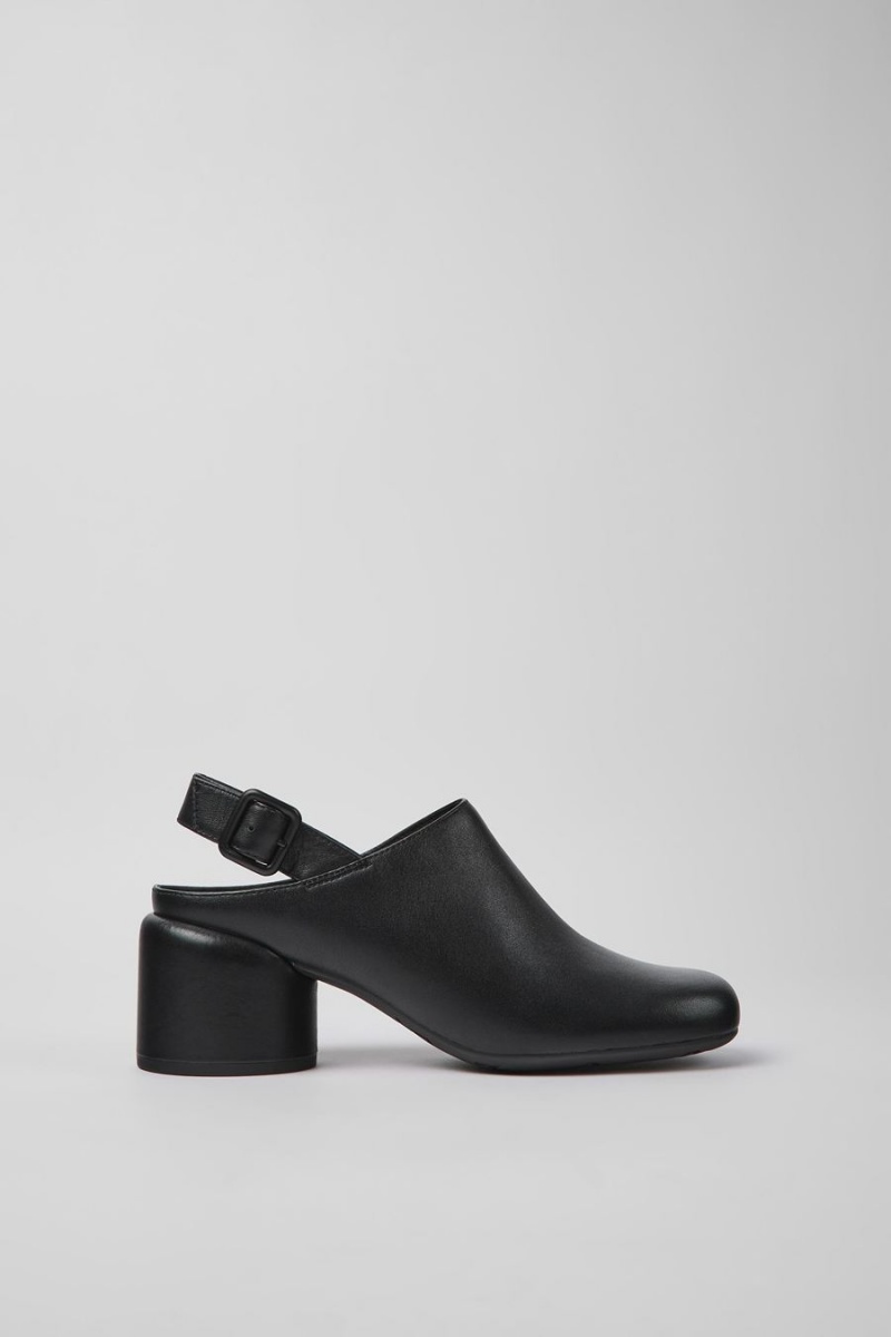 Zapatos Cuña Camper Niki Cuero Heels Mujer Negras | AVYCK-5612