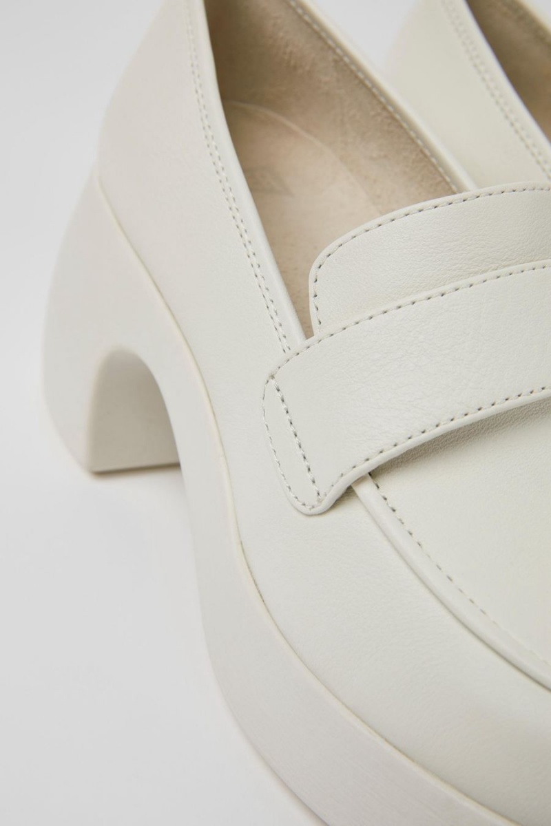 Zapatos Cuña Camper Thelma Cuero Mujer Blancas | ZRJCL-6138