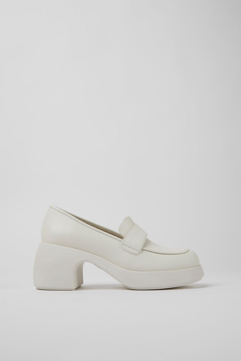 Zapatos Cuña Camper Thelma Cuero Mujer Blancas | ZRJCL-6138