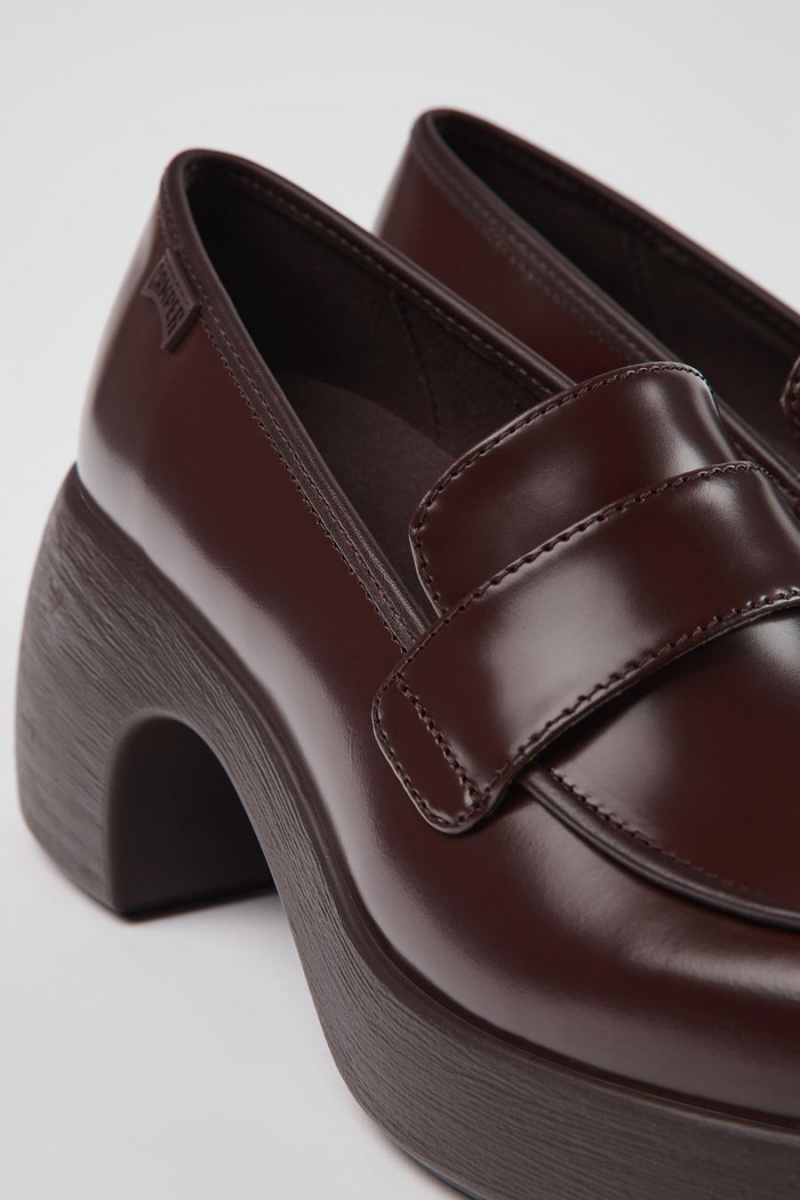 Zapatos Cuña Camper Thelma Cuero Mujer Burdeos | ASHMV-4891