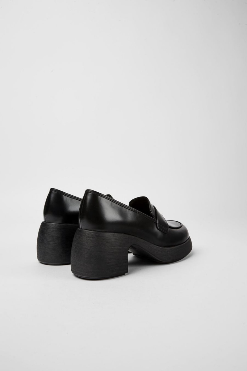 Zapatos Cuña Camper Thelma Cuero Mujer Negras | YSEQF-1742