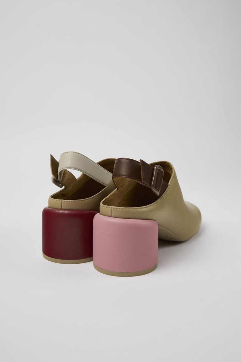 Zapatos Cuña Camper Twins Cuero Heels Mujer Beige | ANOXD-6973