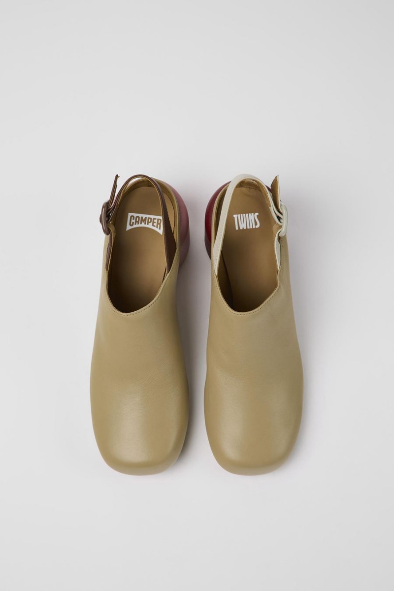 Zapatos Cuña Camper Twins Cuero Heels Mujer Beige | ANOXD-6973