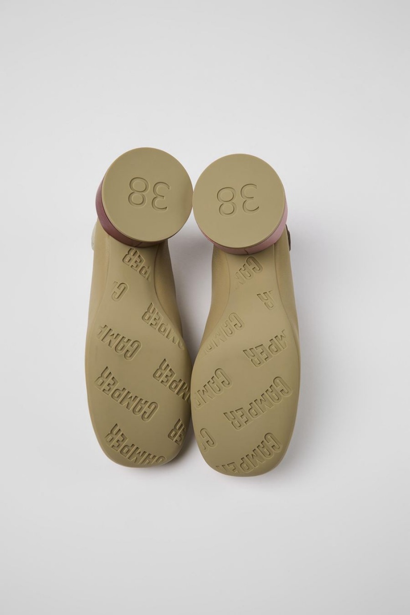 Zapatos Cuña Camper Twins Cuero Heels Mujer Beige | ANOXD-6973