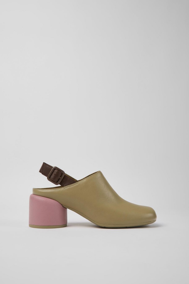 Zapatos Cuña Camper Twins Cuero Heels Mujer Beige | ANOXD-6973